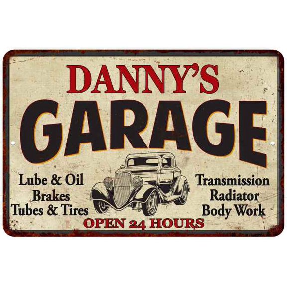 DANNY'S Garage Man Cave Metal Sign Decor 8x12 208120014104