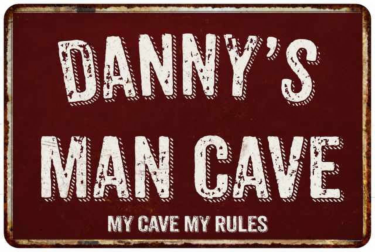 DANNY'S Man Cave Red Grunge Sign 12 x 18 Matt Finish Metal Sign ...