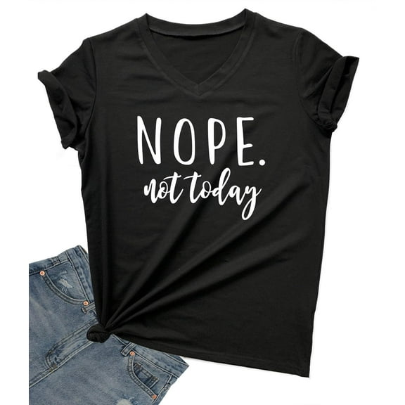 DANVOUY Women's V-Neck Cute Tees Funny Letter Printed T Shirt Graphic Tops