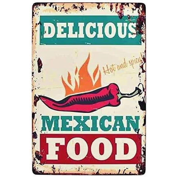 DAOLEG Delicious Mexican Food Chilli Funny Tin Sign Bar Pub Garage Diner Cafe Home Wall Decor Art 8" x 12"