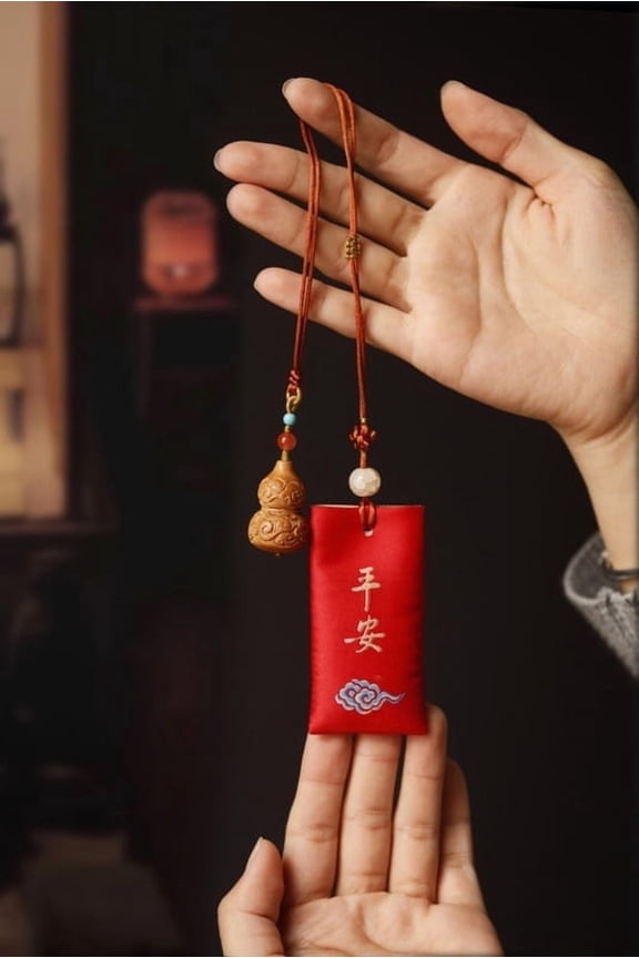 Hand-Carved Fortune Blessing Charm Keychain