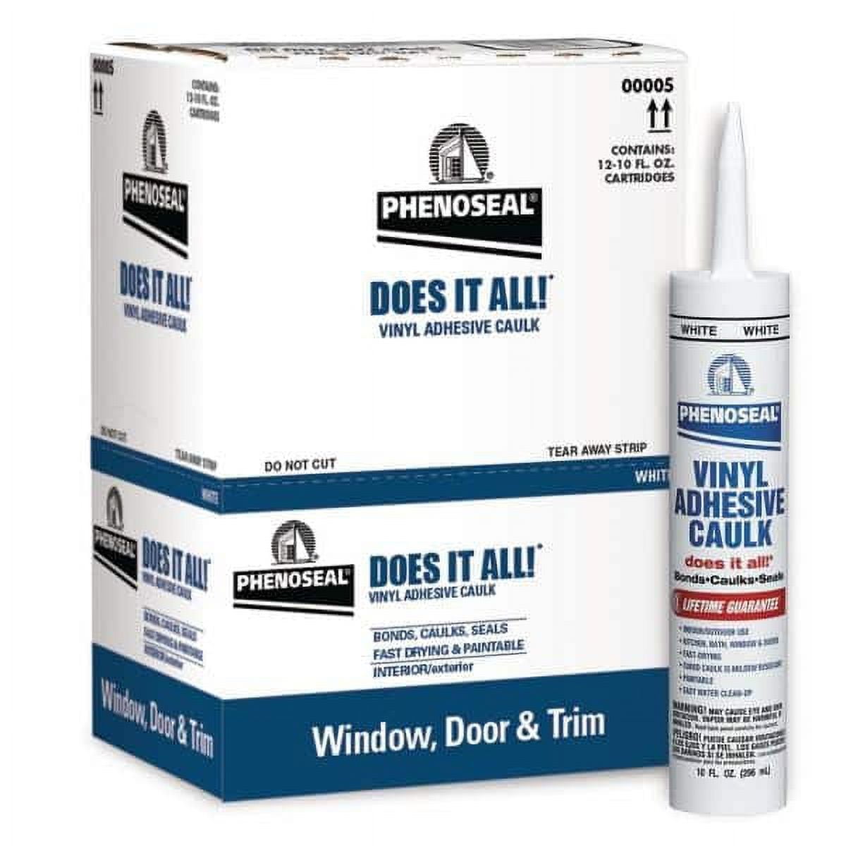 DAP 00005 Phenoseal, White Vinyl Adhesive Caulk, 10 oz (12Pack