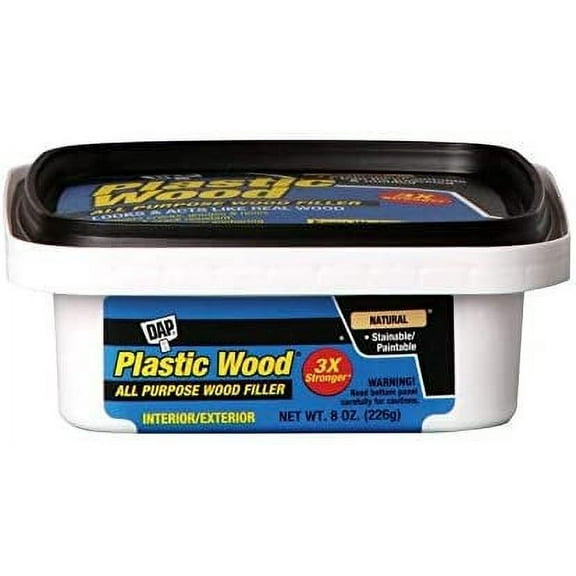 DAP Plastic Wood Filler - Easy to Clean, Off-White - 2 Pack, 8 Ounce, Natural