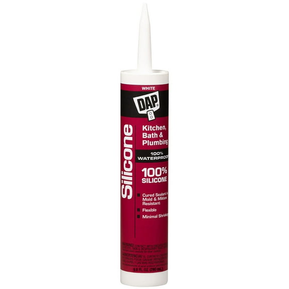 DAP 100% Silicone 9.8 oz White Rubber Kitchen, Bath & Plumbing Bath Sealant