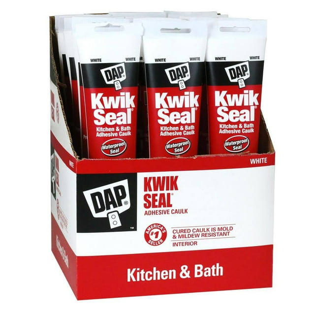DAP 18001Kwik Seal Kitchen and Bath Adhesive Caulk, White, 5.5 Ounce