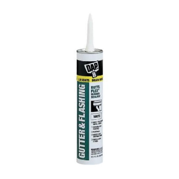 DAP 18182/18184 Butyl-Flex 18184 Gutter and Flashing Sealant, White, Paste, 10.1 fl-oz Cartridge