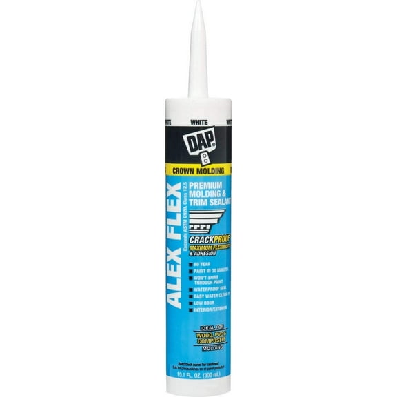 DAP 18542 Alex Flex Molding & Trim Sealant, White, 10.1-oz. - Quantity 12