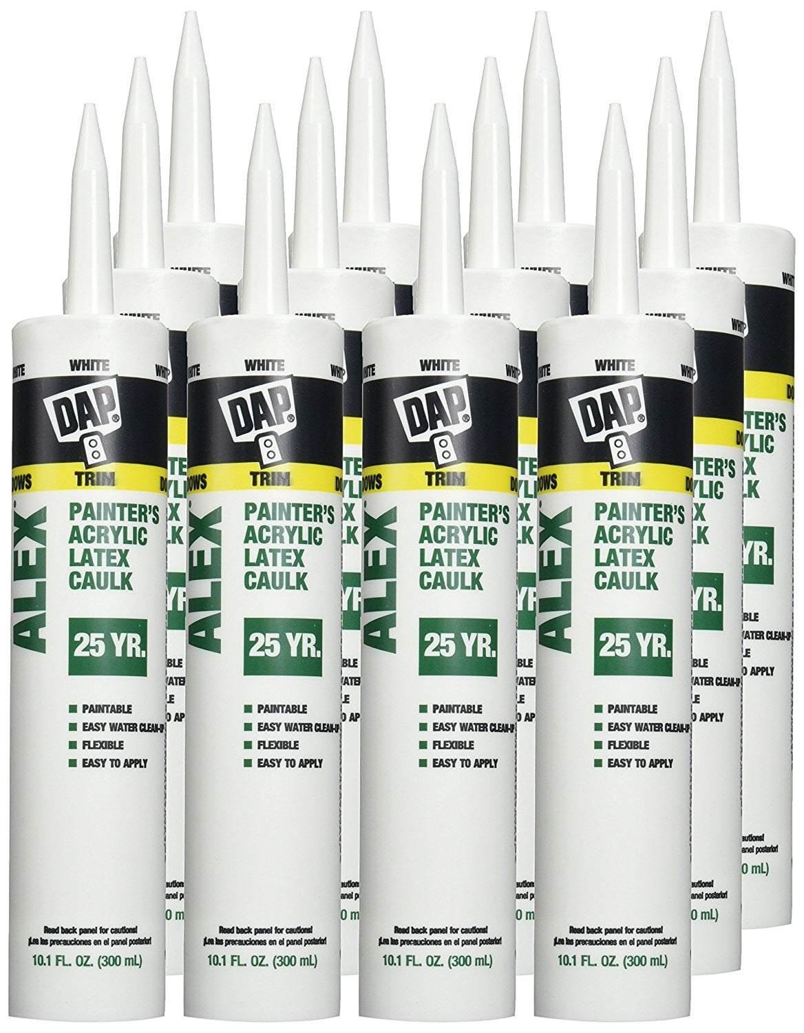 DAP 18670 ALEX PAINTER's Acrylic Latex Caulk, 10.1. oz, White, 12Pack