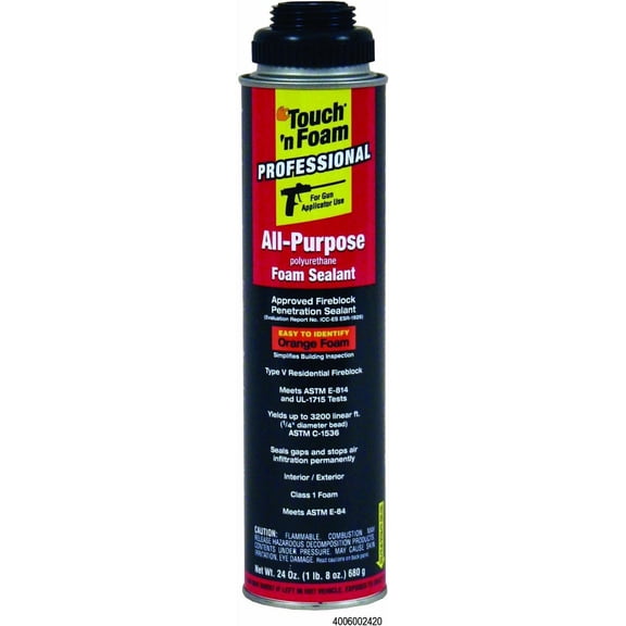 DAP Touch 'n Pro All Purpose Foam Sealant Spray - Weather-Resistant - 24 Oz, Orange