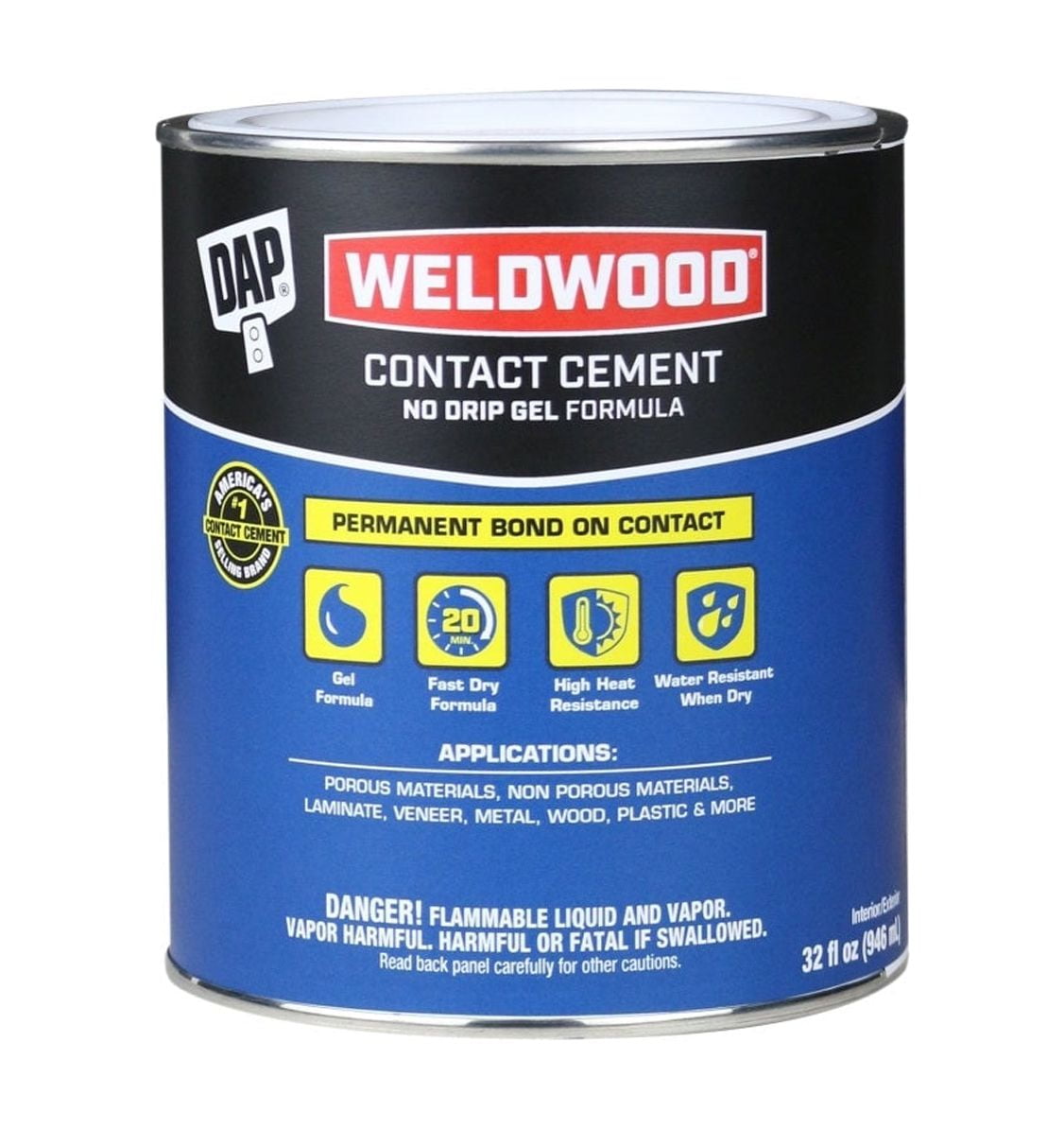 DAP 25312 Weldwood Contact Cement, Tan, 1 Quart, Each