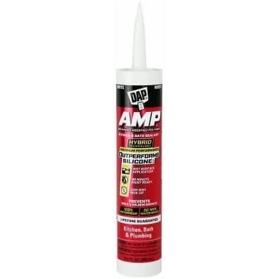 DAP 7079800762 AMP Advanced Kitchen/Bath White Adhesive Caulk, 9-oz. - Quantity 12