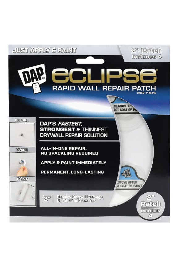 7079809161 Repair Eclipse Wall Patch, 2 Inch, Clear, 4 Pack