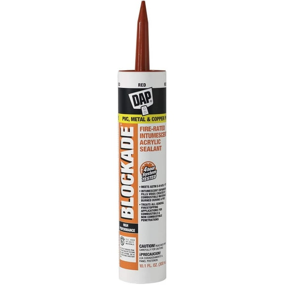 DAP Blockade Fire Stop Caulk - Waterproof Silicone - 10.1 oz, Red