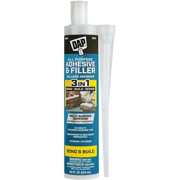 DAP All-Purpose Adhesive & Filler 3in1 - Epoxy, Waterproof - 8.6 fl oz, Gray