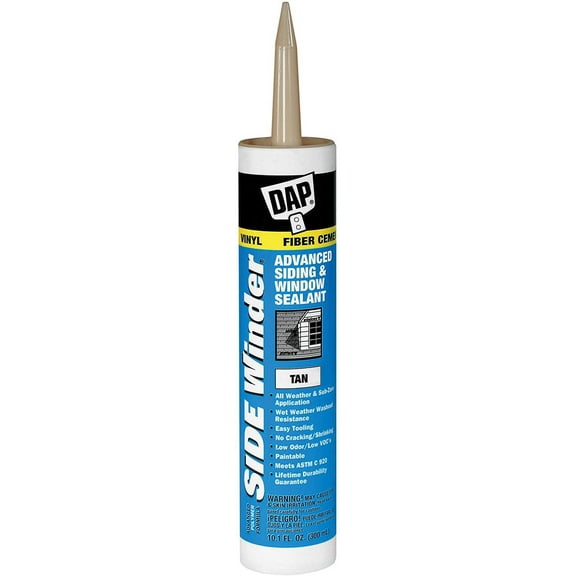 DAP 810 Winder Advanced Polymer Siding and Window Sealant, 10.1 Oz, Cartridge, Tan, Paste