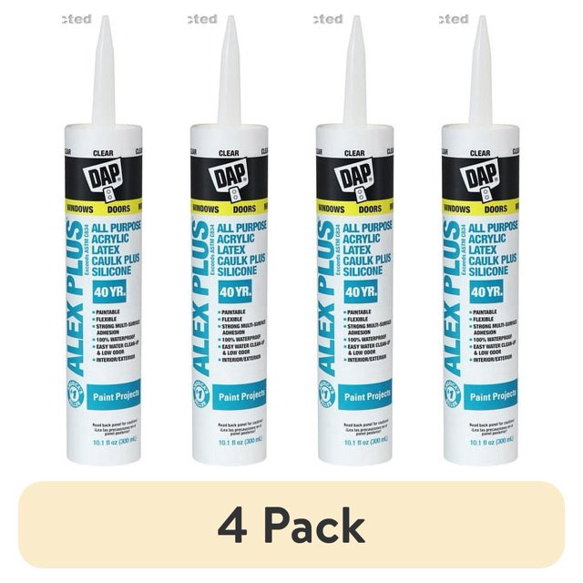 (4 pack) DAP ALEX PLUS All Purpose Acrylic Latex Caulk Plus Silicone