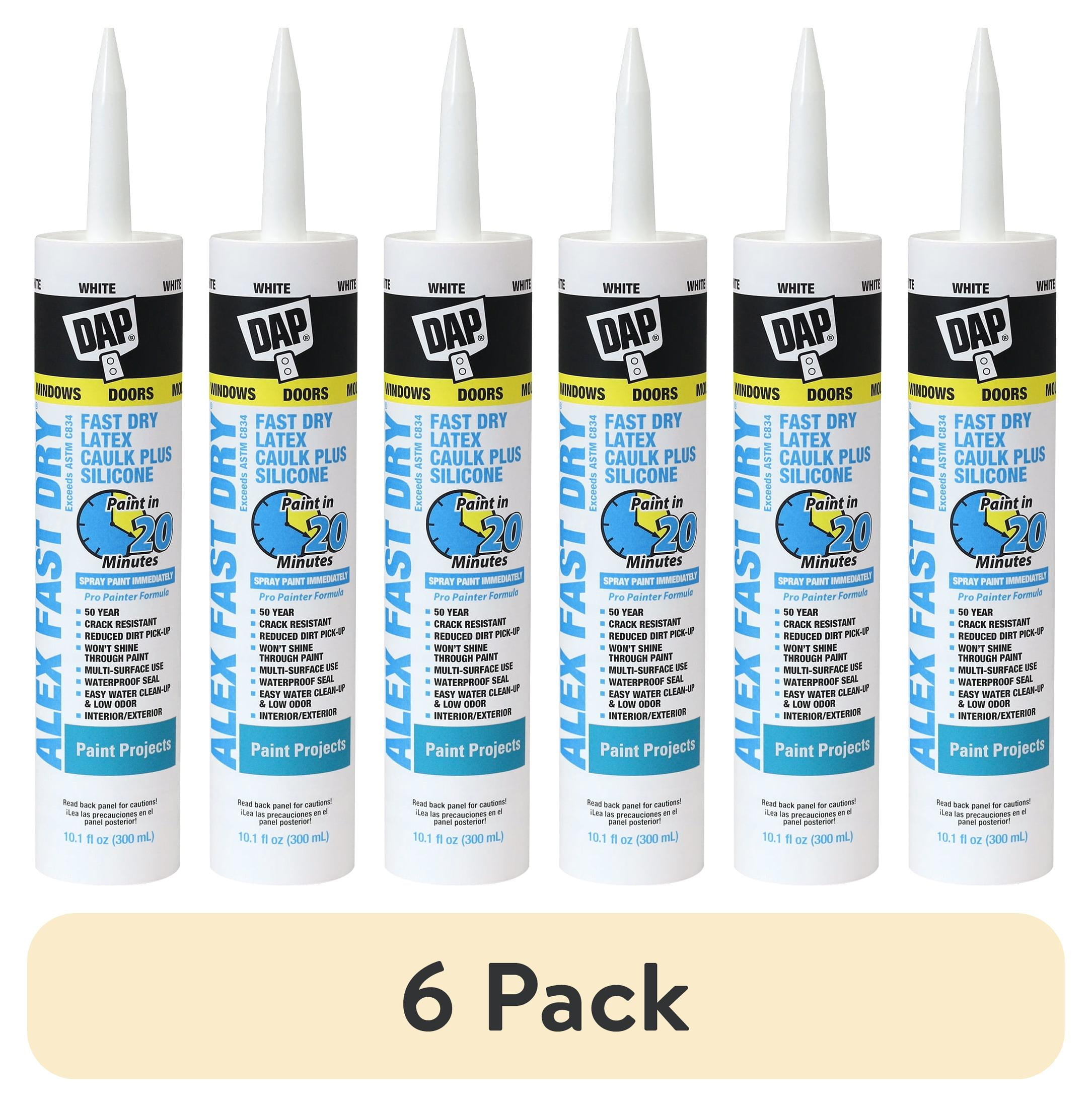 (6 pack) DAP Alex Fast Dry 10.1 oz White Acrylic Latex Silicone Caulk