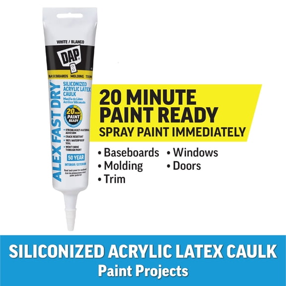 DAP Alex Fast Dry 5.5 oz White Acrylic Latex Silicone Caulk