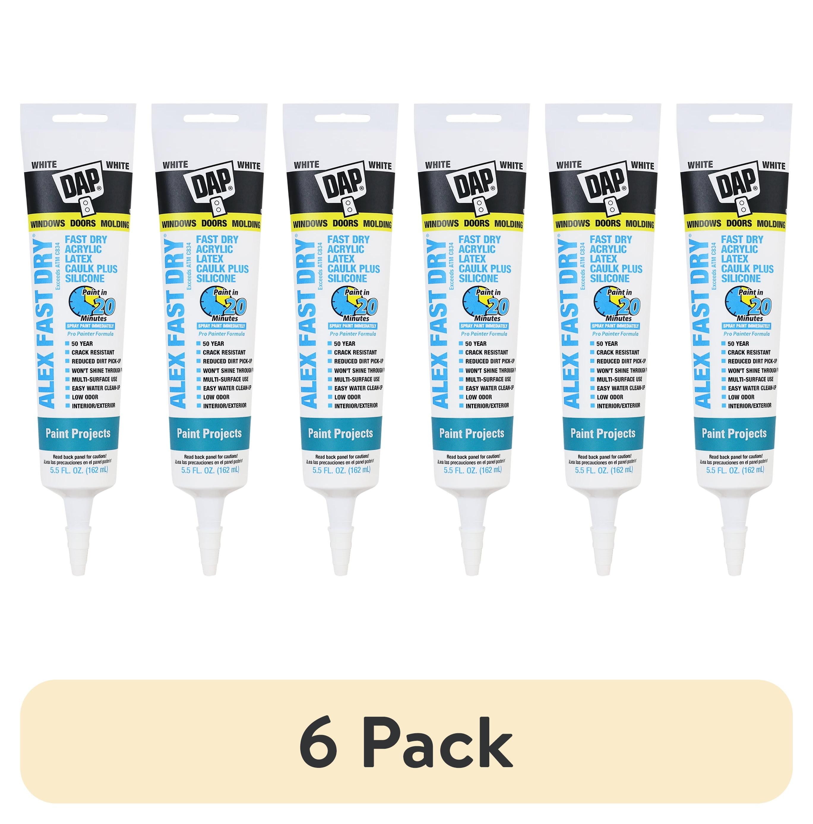 (6 pack) DAP Alex Fast Dry 5.5 oz White Acrylic Latex Caulk Plus