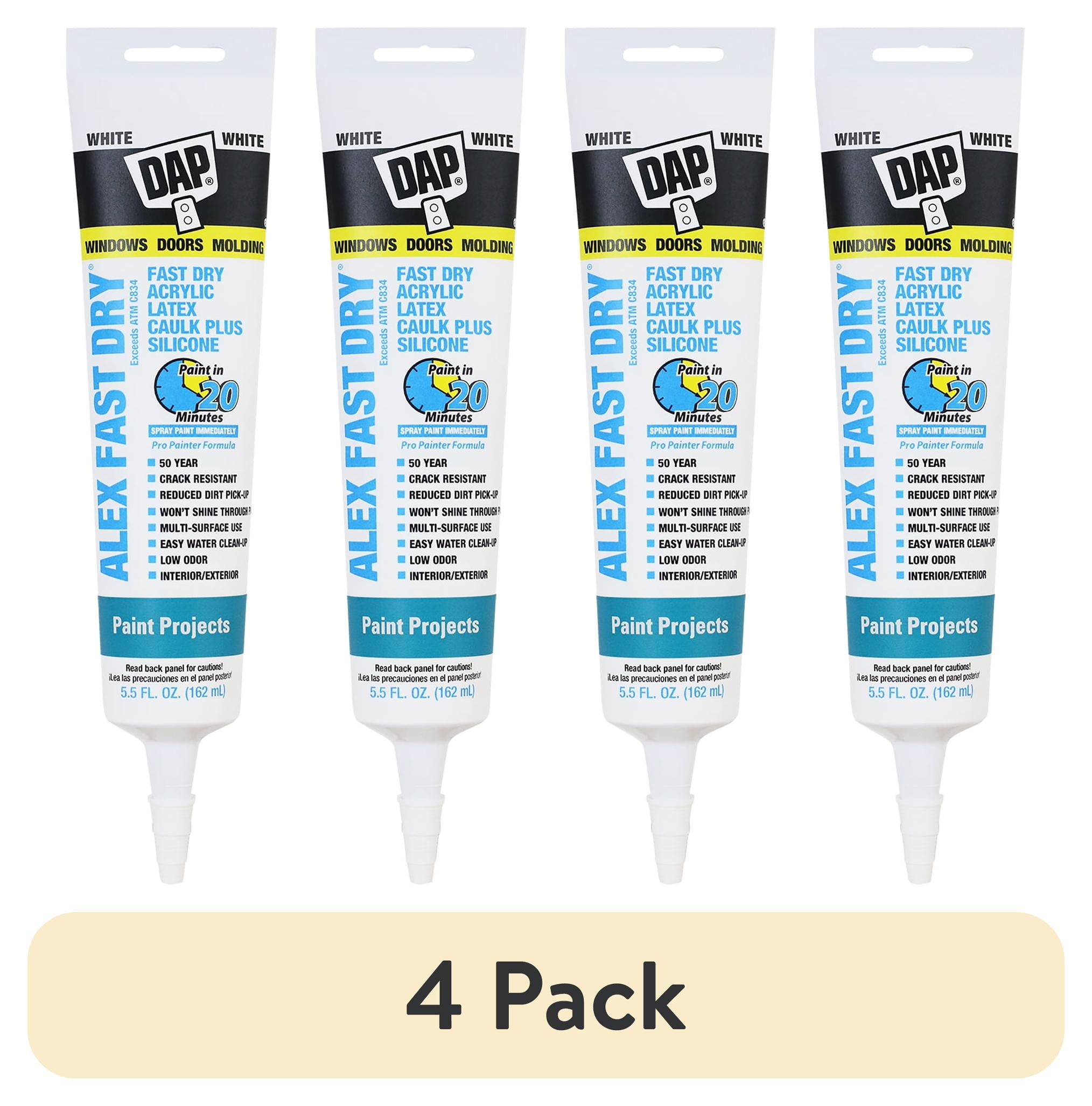 (4 pack) DAP Alex Fast Dry 5.5 oz White Acrylic Latex Caulk Plus