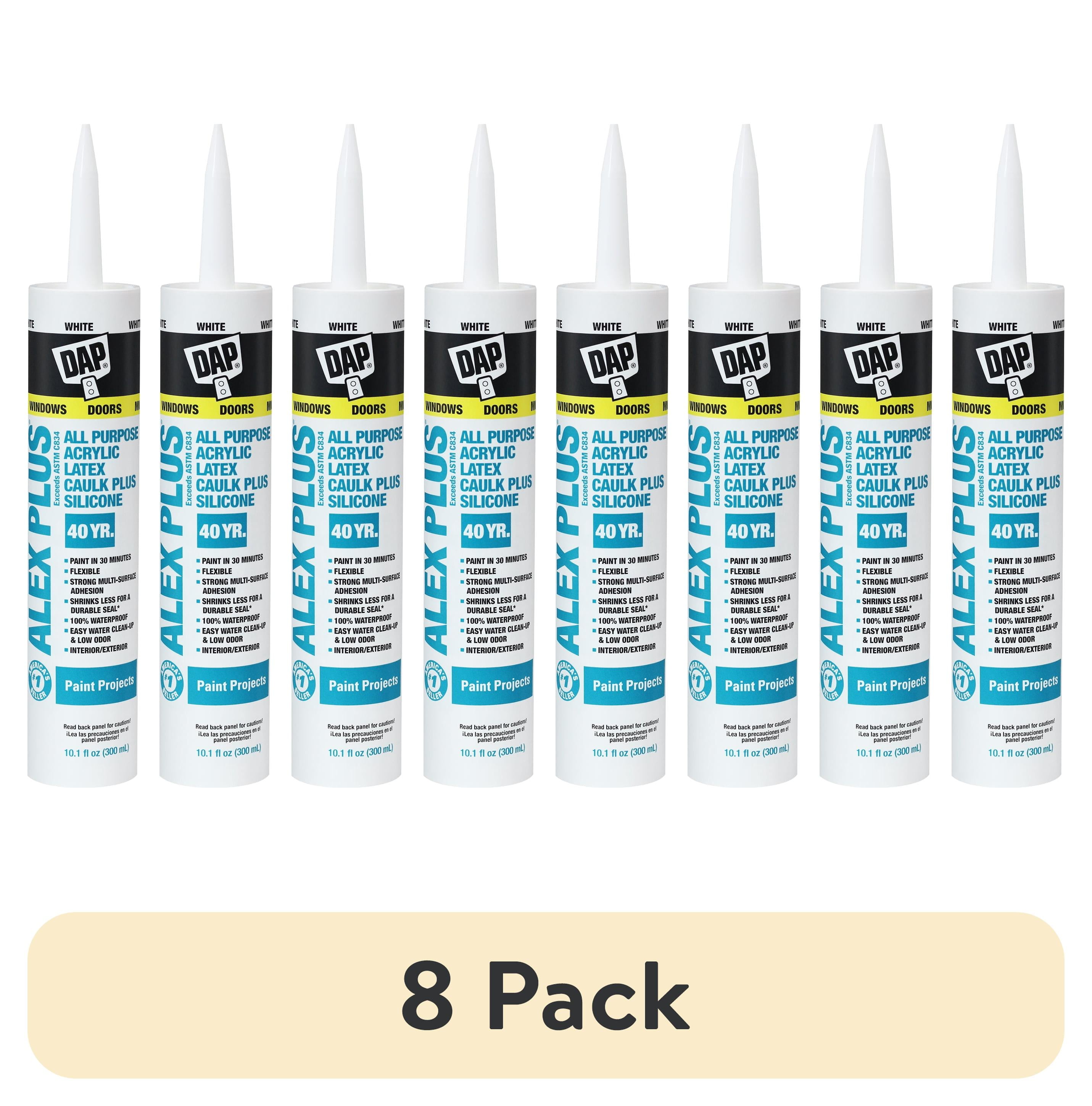 (8 pack) DAP Alex Plus 10.1 oz White All Purpose Acrylic Latex Caulk