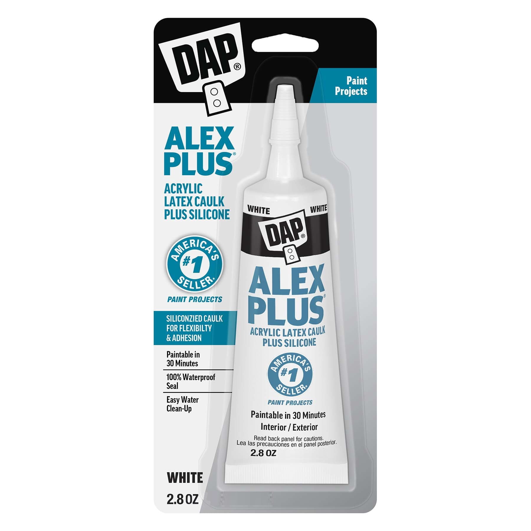 DAP, Caulk, Acrylic Latex with Silicone, White, 2.8 oz - Walmart.com
