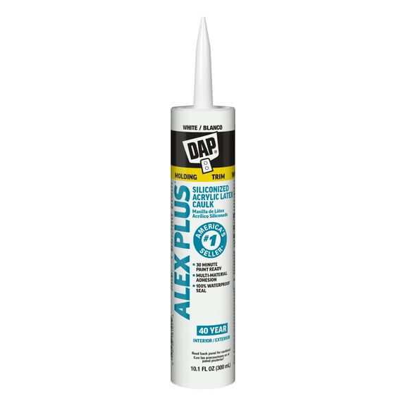 DAP Alex Plus 10.1 oz White All Purpose Acrylic Latex Caulk Plus Silicone