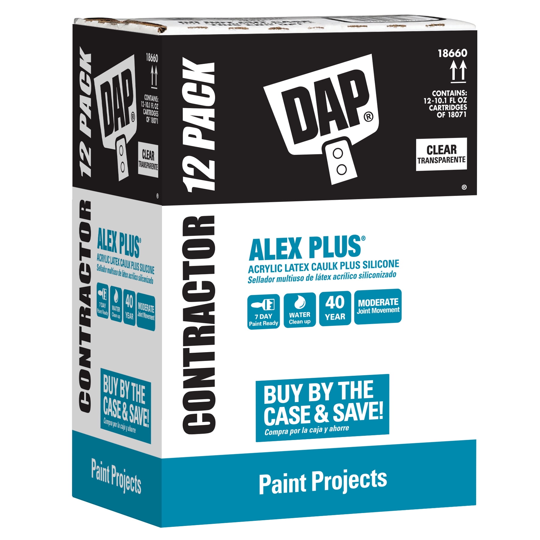 DAP Alex Plus 10.1 oz White All Purpose Acrylic Latex Caulk Plus Silicone Contractors pack