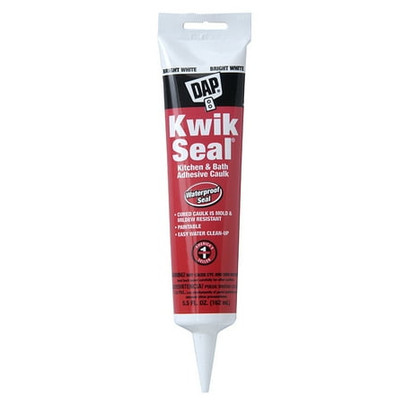 DAP Kwik Seal Kitchen & Bath Adhesive Caulk - Waterproof - 5.5 oz Tube, White