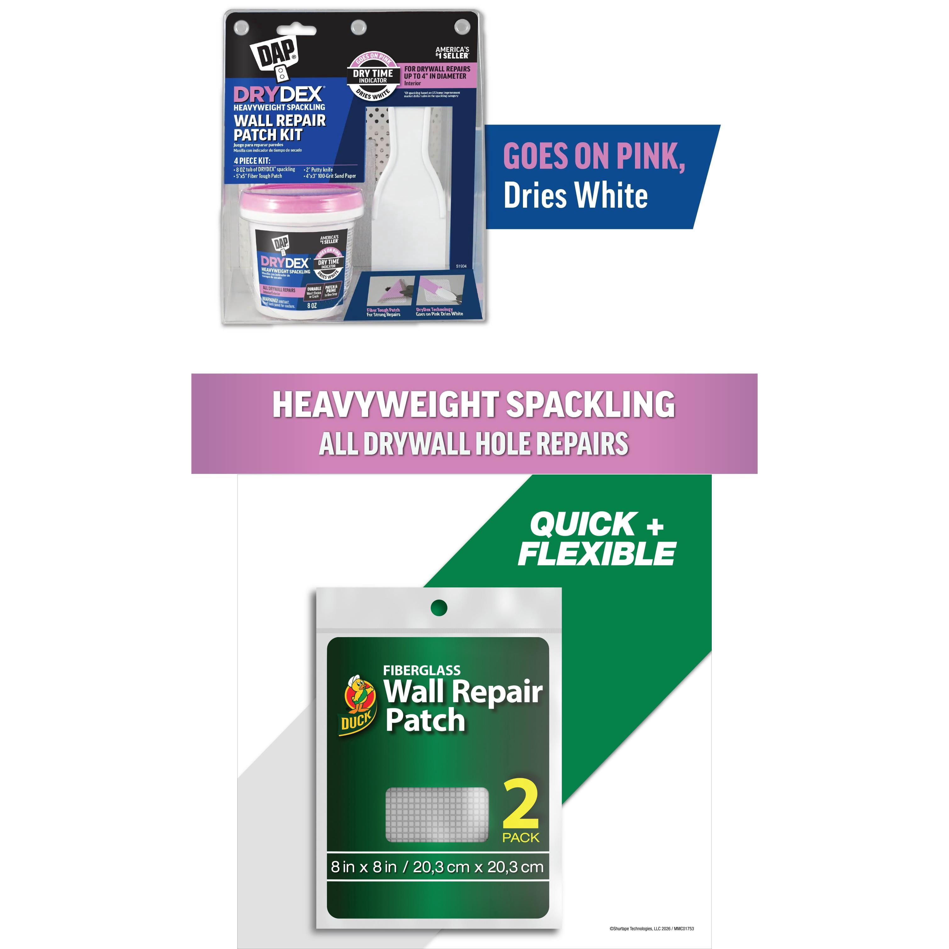 DAP DryDex Wall Repair Kit with Duck Fiberglass Wall Repair Patches Bundle