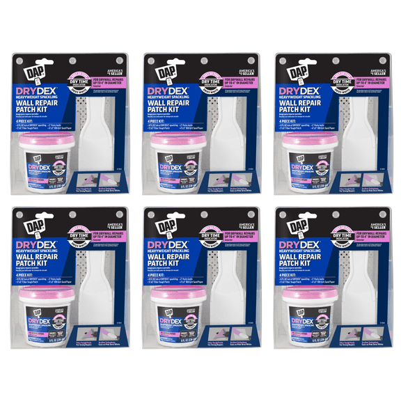 DAP DryDex Wall Repair Patch Kit: Wall Repair Patch Kit with 1/2 pt. DRYDEX Spackling (Pink/White) [6-pack] 7079812345