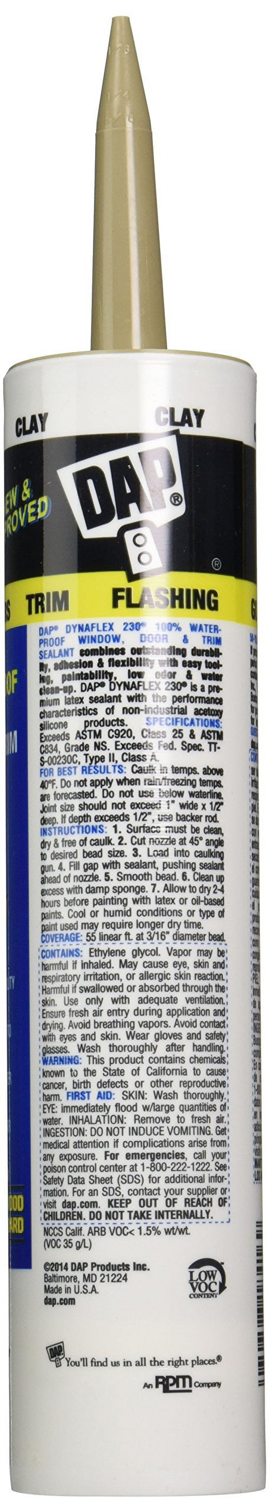 DAP Dynaflex 230 Clay Premium Latex Door/Siding/ Window Sealant 10.1 oz ...