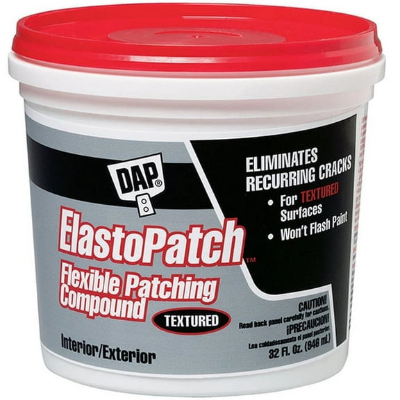 DAP ElastoPatch Flexible Patching Compound, 1 qt, Tub, White, Paste, Textured