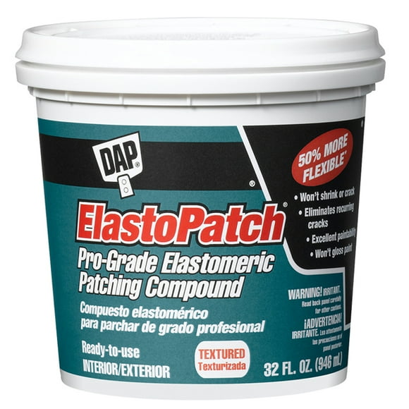 DAP ElastoPatch Flexible Patching Compound, 1 qt, Tub, White, Paste, Textured