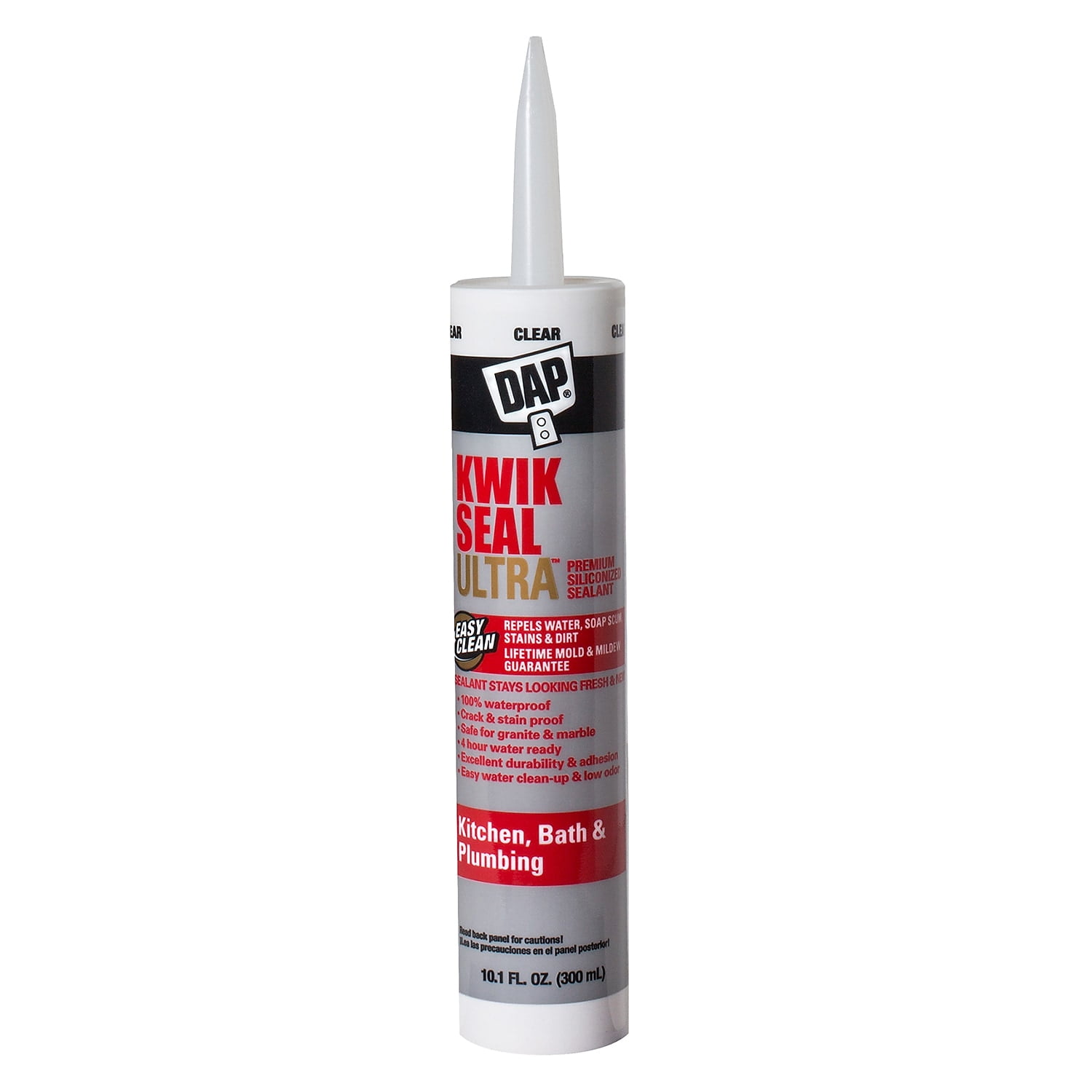 DAP Kwik Seal Ultra Clear Silicone Kitchen and Bath Sealant 10.1 oz