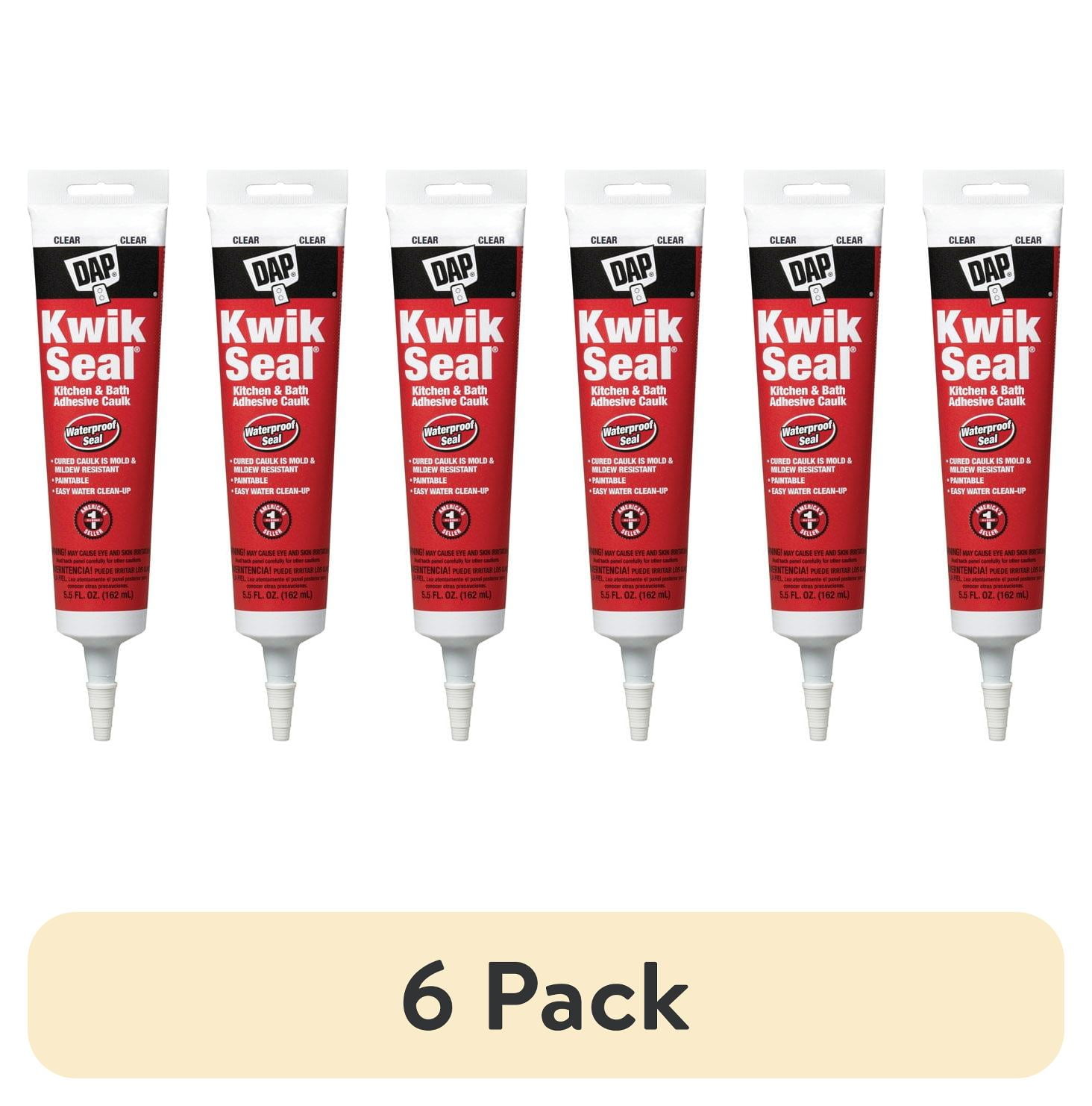 (6 pack) DAP Kwik Seal Clear Acrylic Latex Kitchen and Bath Adhesive