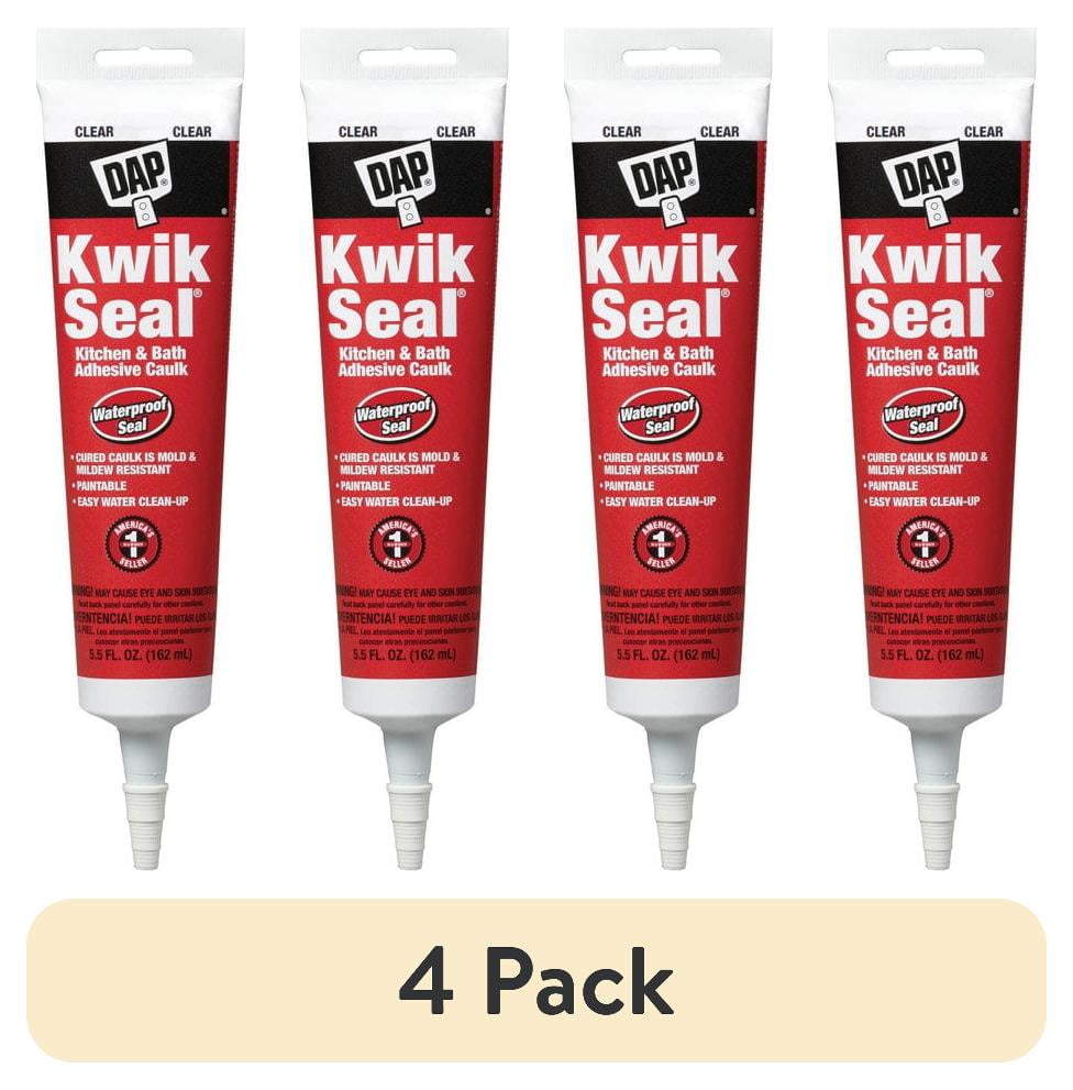 (4 pack) DAP Kwik Seal Clear Acrylic Latex Kitchen and Bath Adhesive