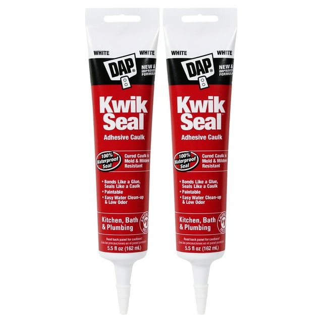 (2 pack) DAP Kwik Seal Kitchen and Bath Adhesive Caulk, White, 5.5 Oz