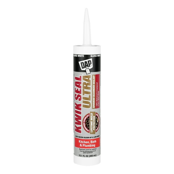 DAP Kwik Seal Ultra 10.1 oz White Silicone Kitchen and Bath Latex Sealant Caulk