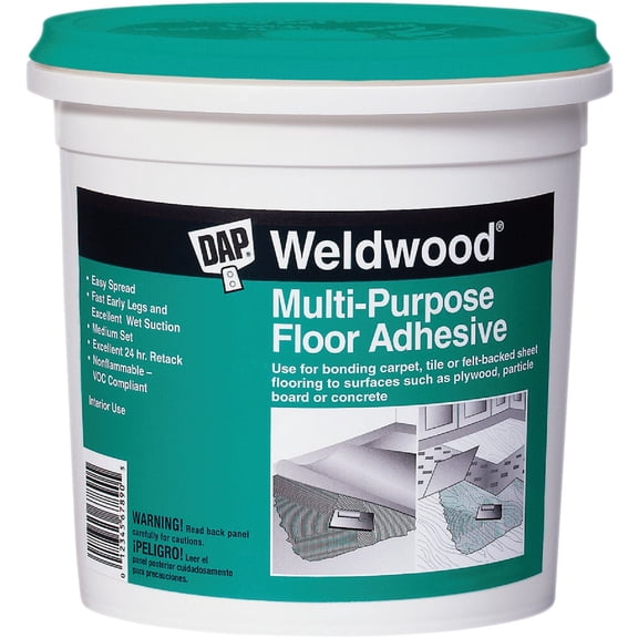DAP Multi-Purpose Floor Adhesive 141 - Water-Resistant - 1 Quart Residential Use, Standard Application