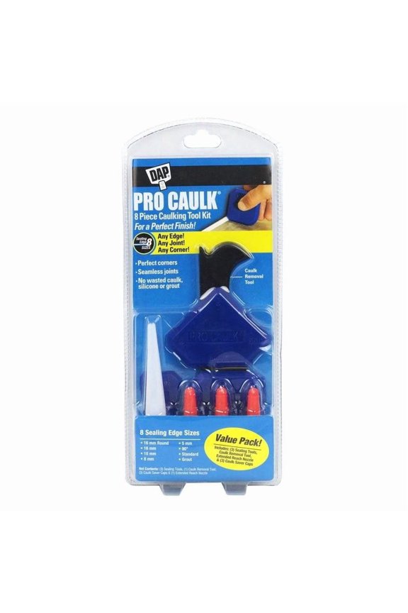 Pro Caulk Caulking Tool Kit - Multi-Purpose, Easy to Clean - 8 Piece, Black Residential Use, Standard Application
