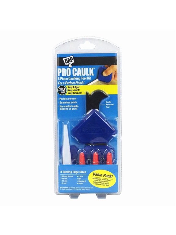 Pro Caulk Caulking Tool Kit - Multi-Purpose, Easy to Clean - 8 Piece, Black Residential Use, Standard Application