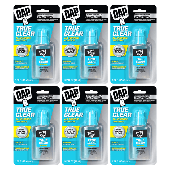 DAP True Clear All Purpose Adhesive: 1.67 fl. oz. (Clear) [6-pack] 7079800180