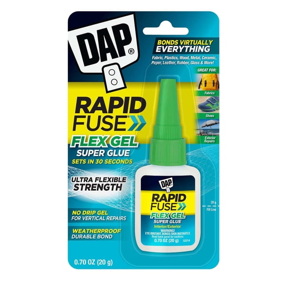 DAP RapidFuse Flex Gel Super Glue - Clear - 0.7 oz