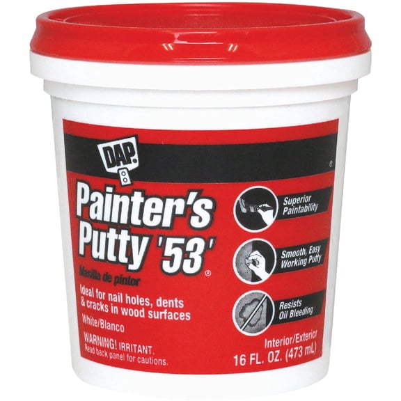 DAP Ready to Use White Painter's Putty 1 pt. — Interior & Exterior Use, Professional Finish