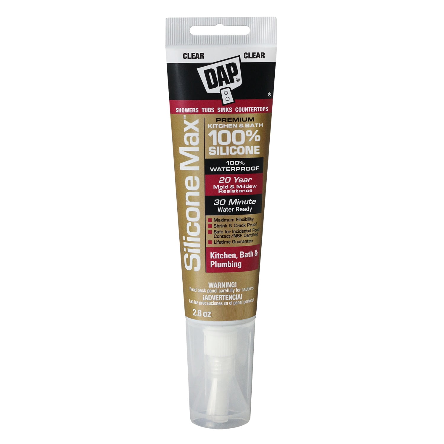 DAP Silicone Max 2.8 oz Clear Kitchen and Bath Sealant - Walmart.com