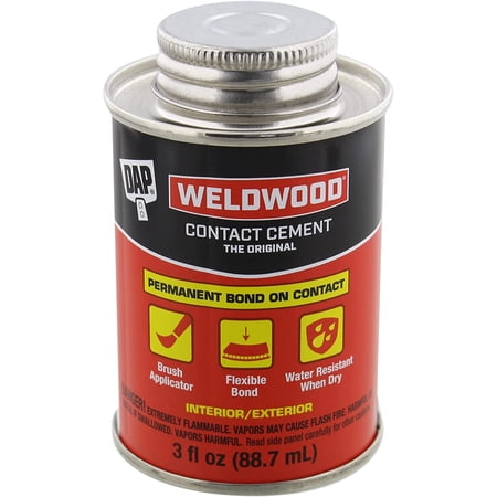 DAP Weld wood Waterproof Contact Cement, Hardware Adhesive, 3 Ounces for Multi-Surfaces