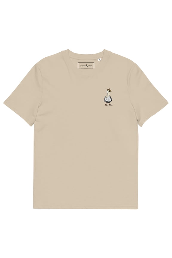 DAPPER DUCK ACTUAL LIFE ORGANIC COTTON EMBROIDERED T-SHIRT Desert Dust - Large