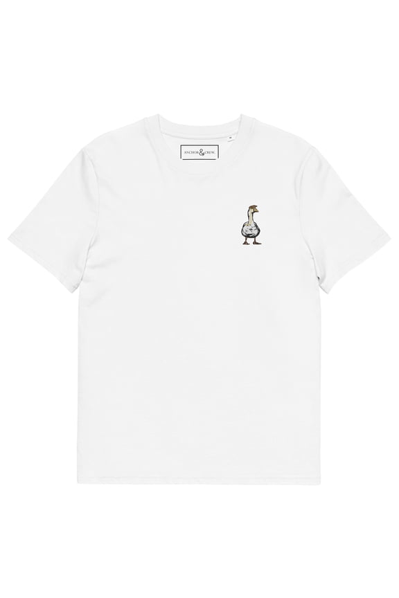 DAPPER DUCK ACTUAL LIFE ORGANIC COTTON EMBROIDERED T-SHIRT White - Small