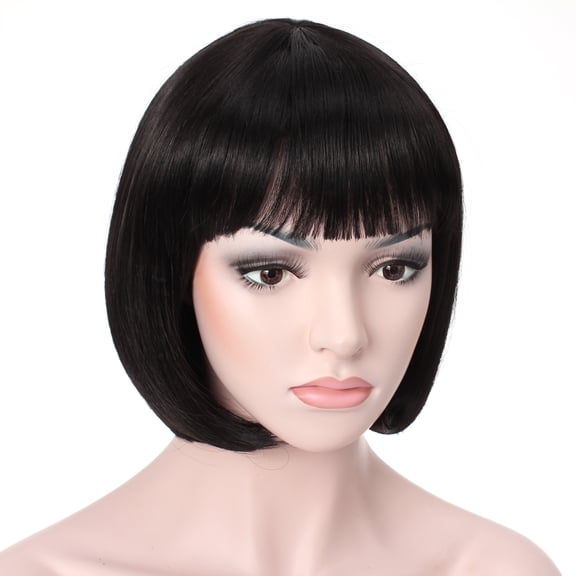 DAPRZIY 10" Short Straight Hair Flapper Cosplay Costume Bob Wig (1B - Off Black)